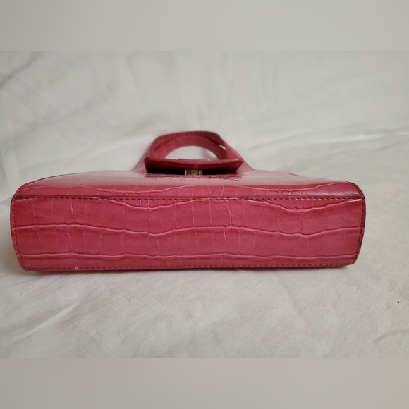 Vintage Y2K Faux Leather Barbie Pink Snake Skin Mini Handbag Retro Boho Chic - Picture 5 of 12